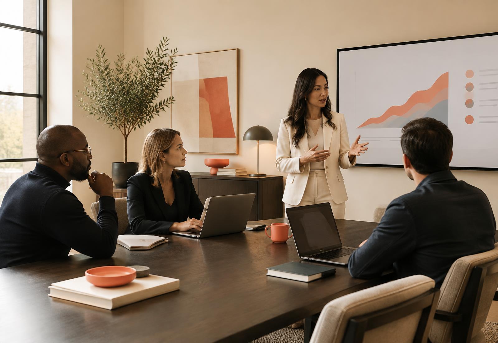 Senior go-to-market team reviewing growth strategy